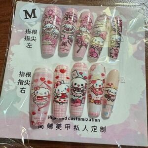 Kawaii Cinnamoroll Press On Nails Medium Cute‎ Anime Nail Art Tips